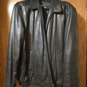 Dockers Black Leather Bomber Jacket